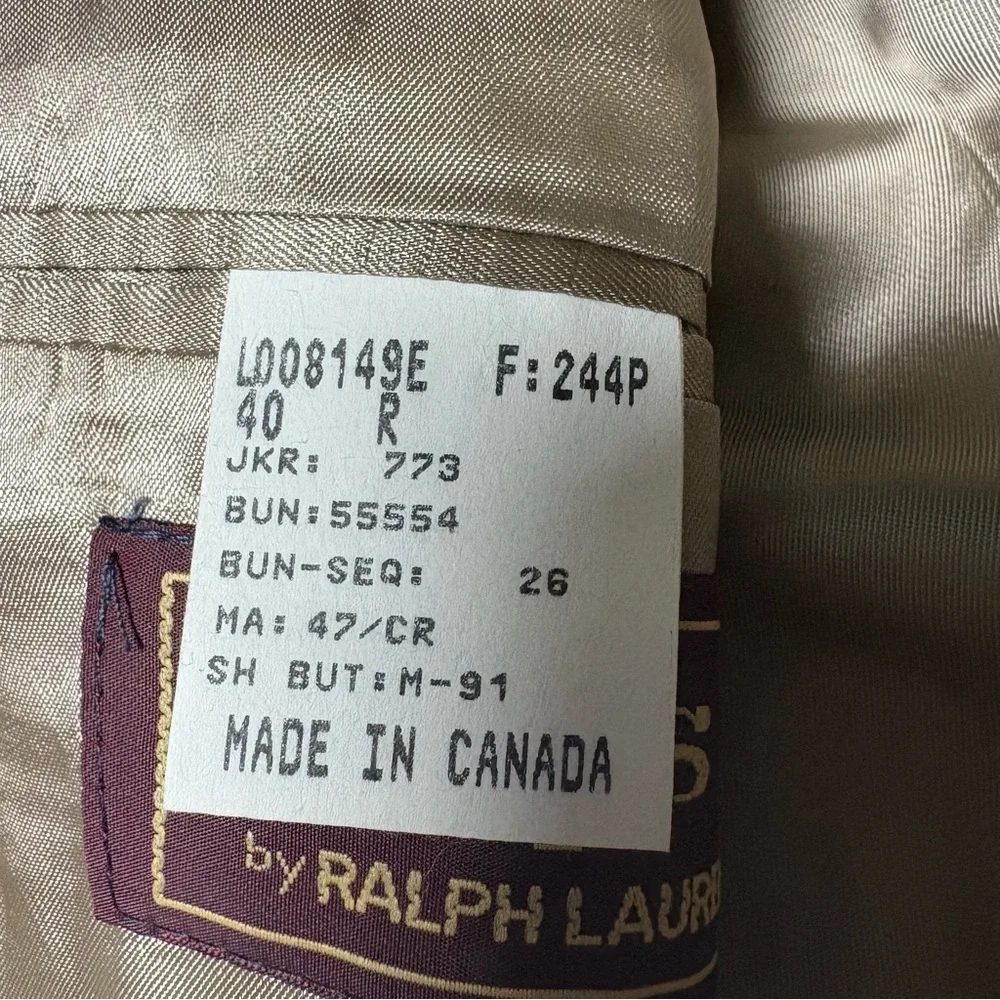 Vintage Ralph Lauren Chaps Blazer Made in Canada Silk Wool Houndstooth 40R - Picture 4 of 16
